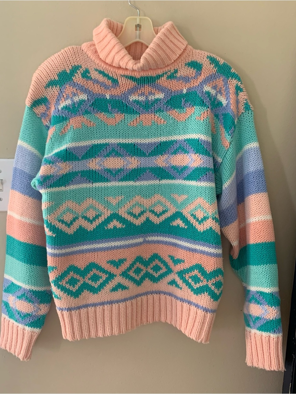 Vintage Concept sweater womens size PL  green Orange retro